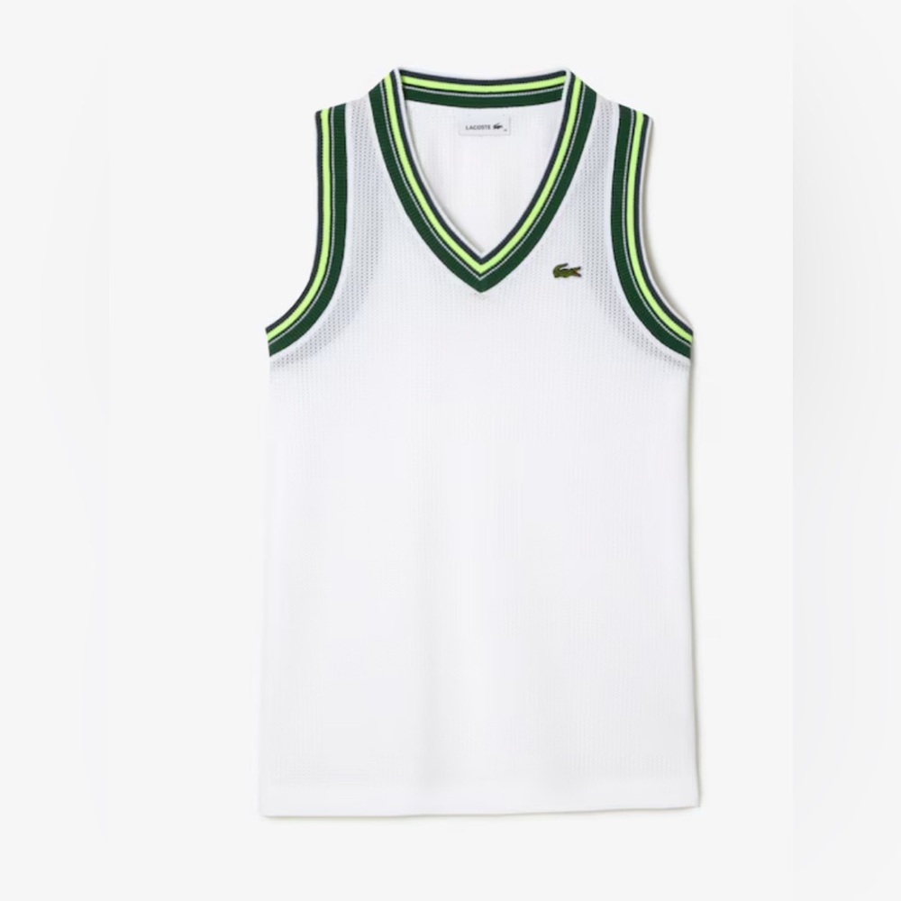 Lacoste Women’s Mesh V-Neck Tank Top | Size 42 (L) | NWT - Picture 4 of 15